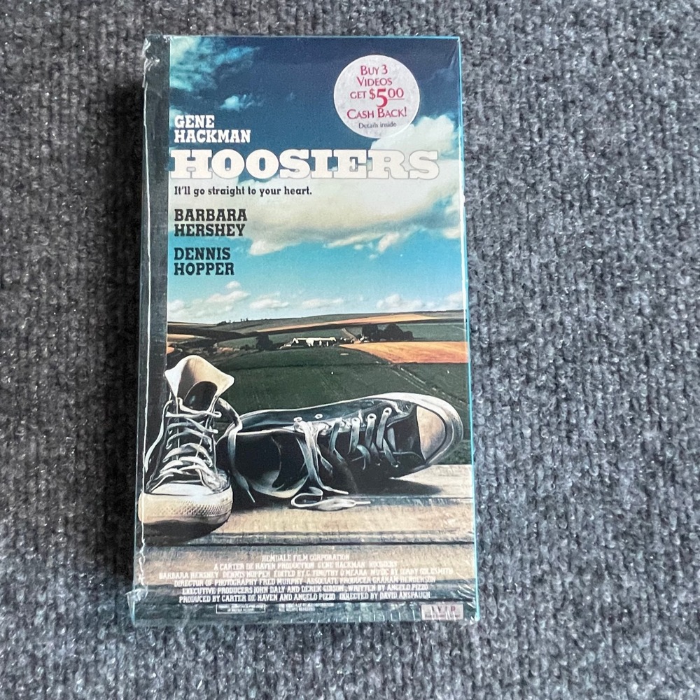 Hoosiers VHS Gene Hackman Dennis Hopper Factory Sealed Avid Home Entertainment